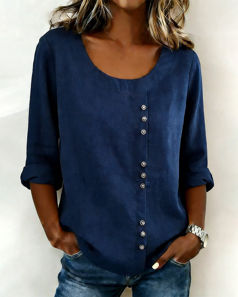 Nina – Blus med knapppdetalj