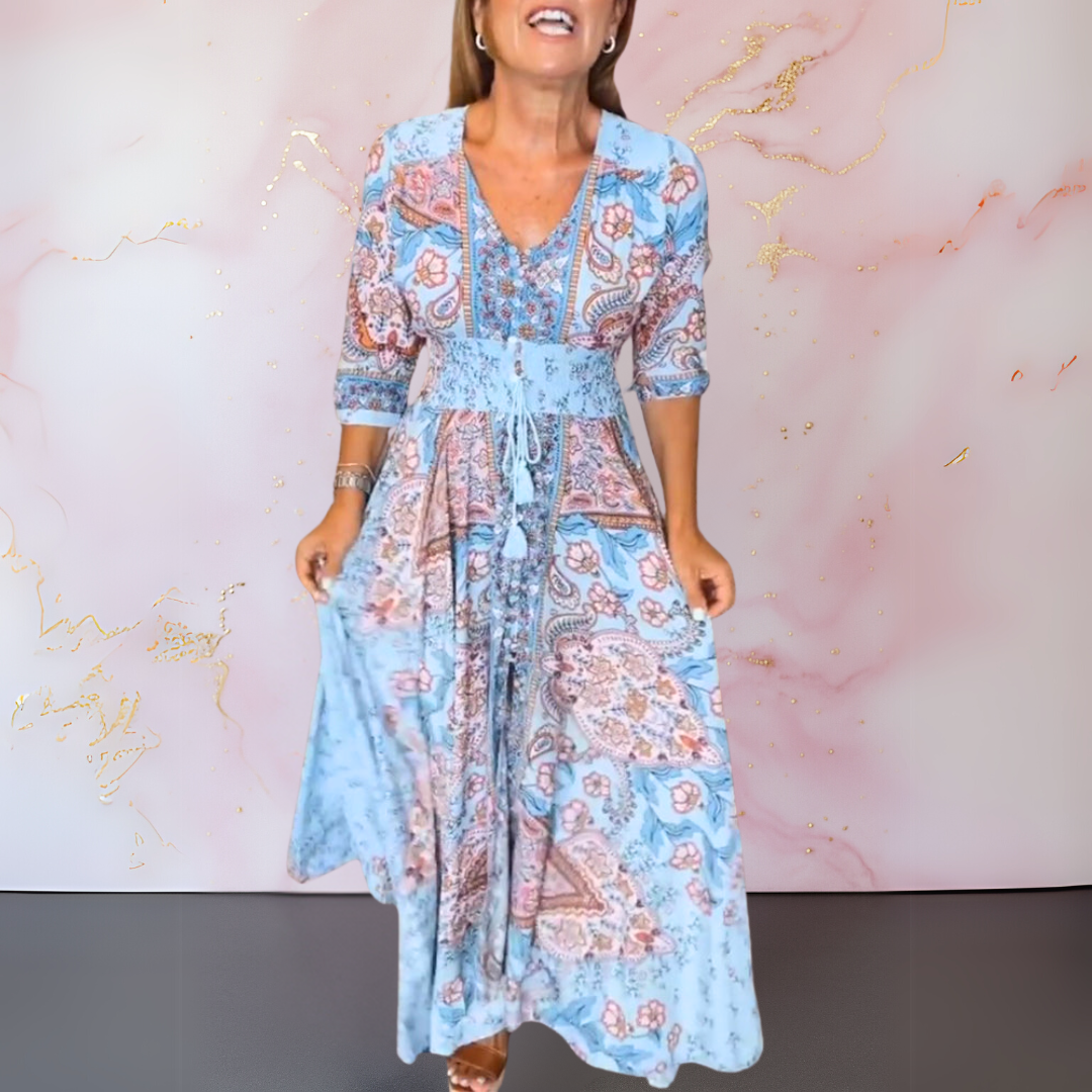 CAMELLIA | TIDSLÖS SOMMARKLÄNNING MED LÅNGA ÄRMAR