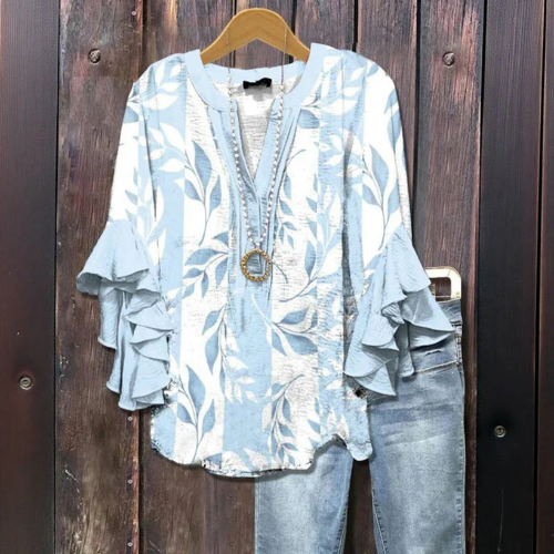 Lina – Blus med bladtryck
