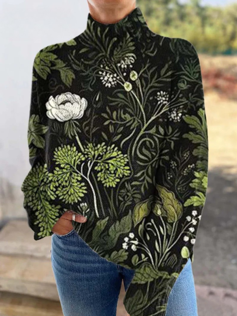 Novaliea | Botanisk Blommig Turtleneck Tröja