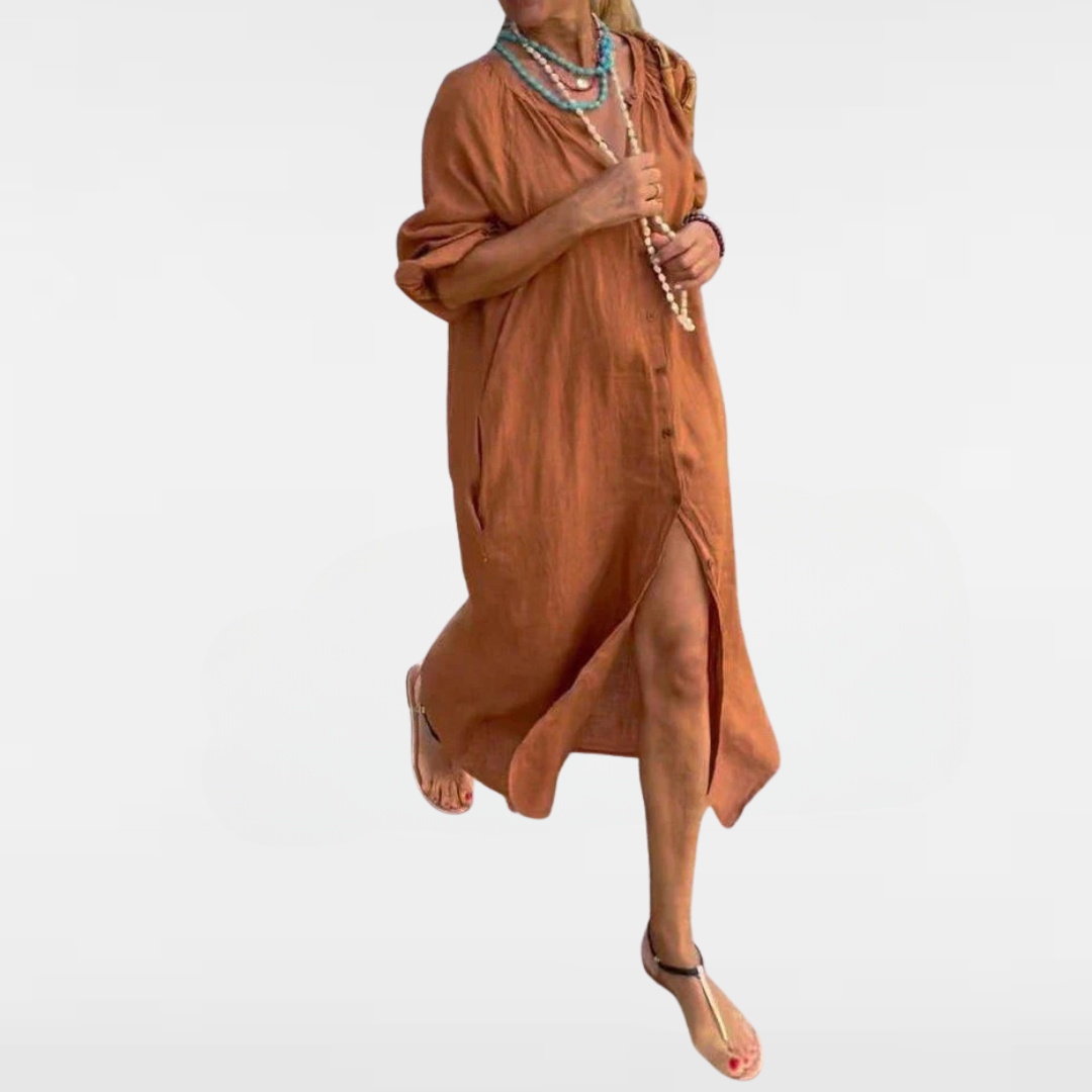 GRACE | AVSLAPPNAD LÅNG KNAPPA KLÄDNING