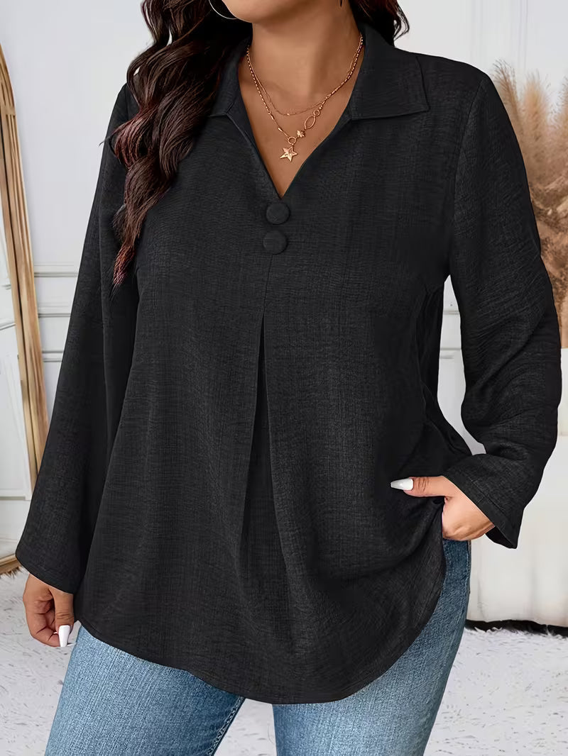 Lynn – Blus med knapppdetailj