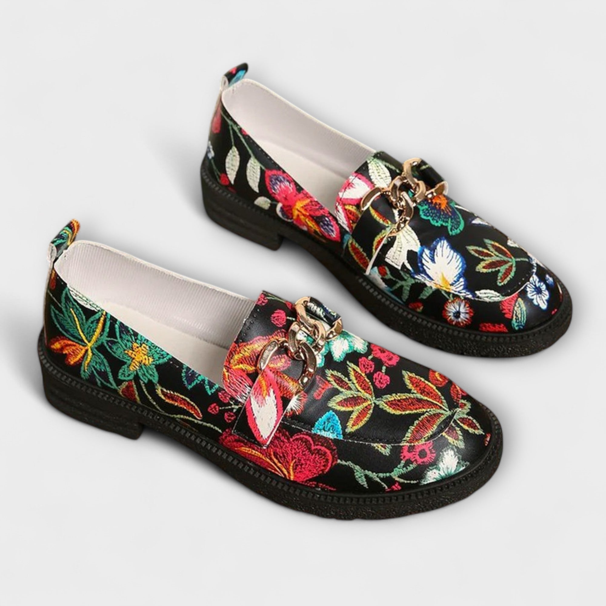 Orla – Flerfärgade Loafers med Blommönster